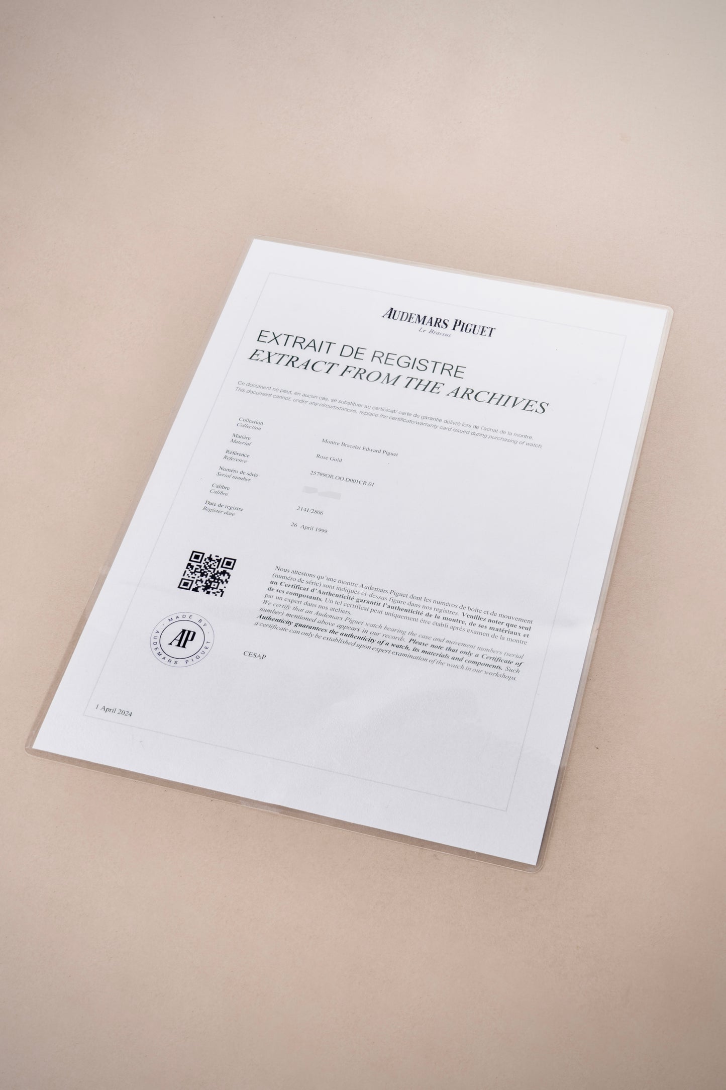 Audemars Piguet Edward Piguet Quantieme Perpetual 18k Rose Gold - Ref. 25799OR